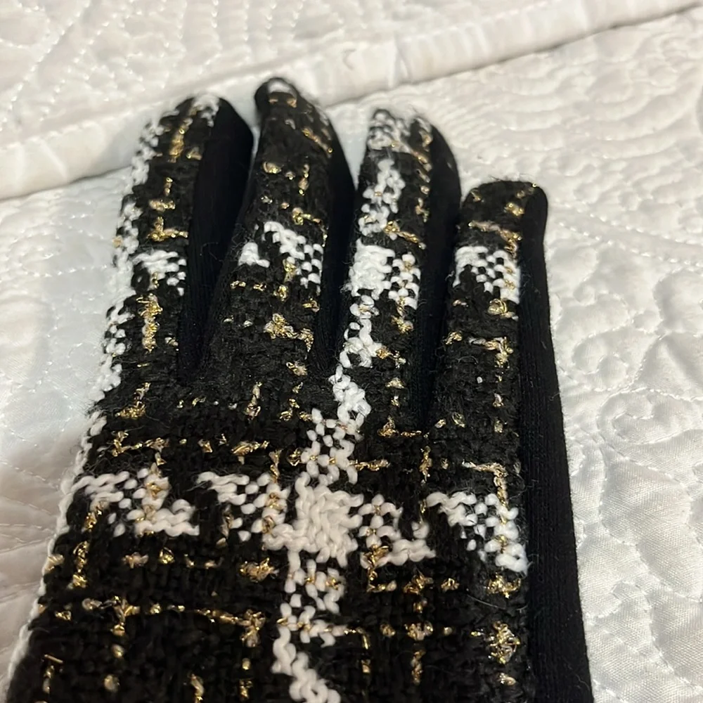 Plaid‎ Lurex tweed gloves, NWT
